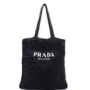Prada Triangle Logo Open Tote Raffia #202776P16B